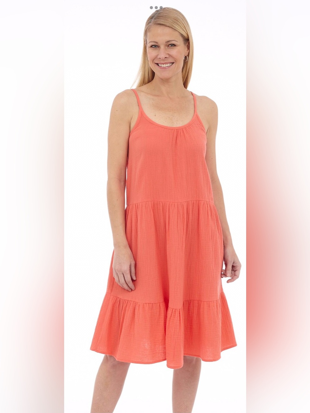 DKR Apparel Tiered Bubble Gauze Dress-Tangerine